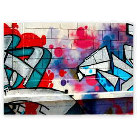 Поздравительная открытка с принтом graffiti в Белгороде, 100% бумага | плотность бумаги 280 г/м2, матовая, на обратной стороне линовка и место для марки
 | felipe pantone | grafiti | paint | street art | urban | город | граффити | искусство | кирпичи | краски | рисунки | стена | улицы | уличное искусство