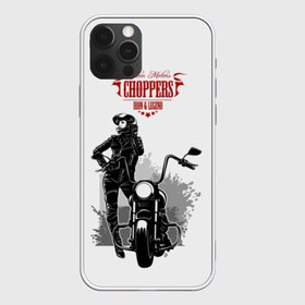 Чехол для iPhone 12 Pro Max с принтом Choppers в Белгороде, Силикон |  | beautiful | black | choppers | emblem | font | girl | helmet | inscription | leather | motorcycle | rider | spl | spots | stars | woman | young | брызги | девушка | женщина | звезды | кожа | комбинезон | красивая | молодая | мотоцикл | мотоциклистка | над