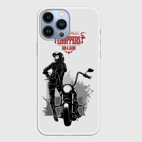 Чехол для iPhone 13 Pro Max с принтом Choppers в Белгороде,  |  | beautiful | black | choppers | emblem | font | girl | helmet | inscription | leather | motorcycle | rider | spl | spots | stars | woman | young | брызги | девушка | женщина | звезды | кожа | комбинезон | красивая | молодая | мотоцикл | мотоциклистка | над