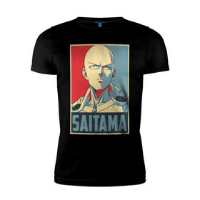 Мужская футболка премиум с принтом Сайтама в Белгороде, 92% хлопок, 8% лайкра | приталенный силуэт, круглый вырез ворота, длина до линии бедра, короткий рукав | one punch man | saitama | аниме | манга | сайтама