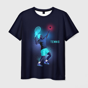 Мужская футболка 3D с принтом TENNIS NEON  в Белгороде, 100% полиэфир | прямой крой, круглый вырез горловины, длина до линии бедер | neon | sport | tennis | неон | неоновый | спорт | спортсмен | теннис