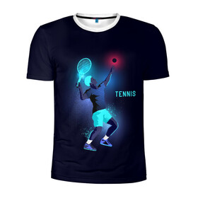 Мужская футболка 3D спортивная с принтом TENNIS NEON  в Белгороде, 100% полиэстер с улучшенными характеристиками | приталенный силуэт, круглая горловина, широкие плечи, сужается к линии бедра | neon | sport | tennis | неон | неоновый | спорт | спортсмен | теннис