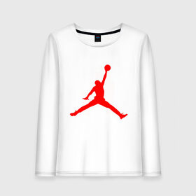 Женский лонгслив хлопок с принтом MICHAEL JORDAN в Белгороде, 100% хлопок |  | 23 | bulls | chicago bulls | jordan | logo | michael jordan | paris saint germain | psg | red | sport | быки | джордан | лого | майкл джордан | псг | спорт | чигаго буллс