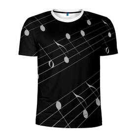 Мужская футболка 3D спортивная с принтом Ноты в Белгороде, 100% полиэстер с улучшенными характеристиками | приталенный силуэт, круглая горловина, широкие плечи, сужается к линии бедра | 