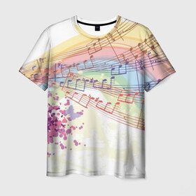 Мужская футболка 3D с принтом Music style в Белгороде, 100% полиэфир | прямой крой, круглый вырез горловины, длина до линии бедер | music | абстракция | книга | листы | музыка | музыкальный | ноты | произведение | страница | тетрадь