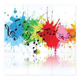 Магнитный плакат 3Х3 с принтом Ноты color в Белгороде, Полимерный материал с магнитным слоем | 9 деталей размером 9*9 см | music | абстракция | книга | листы | музыка | музыкальный | ноты | произведение | страница | тетрадь