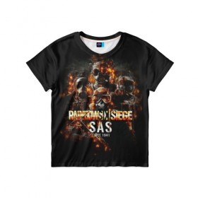 Детская футболка 3D с принтом SAS : Rainbow Six в Белгороде, 100% гипоаллергенный полиэфир | прямой крой, круглый вырез горловины, длина до линии бедер, чуть спущенное плечо, ткань немного тянется | gameplay | mozzie | pvp | r6 | r6s | siege | герой | дым | огонь | осада | пламя | радуга | снайпер | сражения | туман | шутер