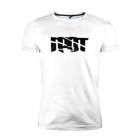 Мужская футболка премиум с принтом ГРОТ в Белгороде, 92% хлопок, 8% лайкра | приталенный силуэт, круглый вырез ворота, длина до линии бедра, короткий рукав | grot | logo | music | rap | rus | rus rap | грот | лого | музыка | реп
