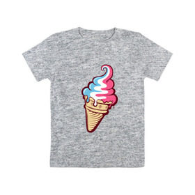 Детская футболка хлопок с принтом Ice Cream в Белгороде, 100% хлопок | круглый вырез горловины, полуприлегающий силуэт, длина до линии бедер | ice cream | мороженное | прикольный принт | принт футболка | рожок мороженного | футболка с принтом