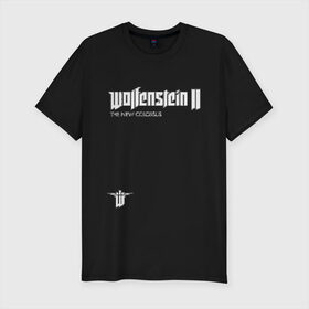 Мужская футболка премиум с принтом Wolfenstein2: The New Colossus в Белгороде, 92% хлопок, 8% лайкра | приталенный силуэт, круглый вырез ворота, длина до линии бедра, короткий рукав | game | new colossus | new order | wolfenstein | youngblood | би джей | волчий камень | вольфенштайн | вольфенштейн | германия | игра | немец | шутер