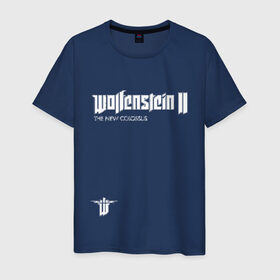 Мужская футболка хлопок с принтом Wolfenstein2: The New Colossus в Белгороде, 100% хлопок | прямой крой, круглый вырез горловины, длина до линии бедер, слегка спущенное плечо. | game | new colossus | new order | wolfenstein | youngblood | би джей | волчий камень | вольфенштайн | вольфенштейн | германия | игра | немец | шутер