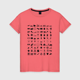 Женская футболка хлопок с принтом 80 знаков для общения в Белгороде, 100% хлопок | прямой крой, круглый вырез горловины, длина до линии бедер, слегка спущенное плечо | iconspeak | знание языков | объяснить на пальцах | пиктограммы значки travellers tshirt | понять иностранца | понять собеседника | путешествия | туризм | языковой барьер