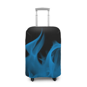 Чехол для чемодана 3D с принтом Синий огонь в Белгороде, 86% полиэфир, 14% спандекс | двустороннее нанесение принта, прорези для ручек и колес | fire | flame | in fire | smoke | в огне | дым | огненный | огонь | текстуры
