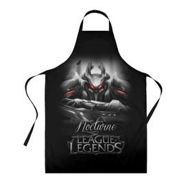 Фартук 3D с принтом League of Legends, Nocturne в Белгороде, 100% полиэстер | общий размер — 65 х 85 см, ширина нагрудника — 26 см, горловина — 53 см, длина завязок — 54 см, общий обхват в поясе — 173 см. Принт на завязках и на горловине наносится с двух сторон, на основной части фартука — только с внешней стороны | league of legends | lol | nocturne | игры | киберспорт | компьютерные игры | лига легенд | ноктюрн