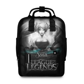 Женский рюкзак 3D с принтом League of Legends, Sona в Белгороде, 100% полиэстер | лямки с регулируемой длиной, сверху ручки, чтобы рюкзак нести как сумку. Основное отделение закрывается на молнию, как и внешний карман. Внутри два дополнительных кармана, один из которых закрывается на молнию. По бокам два дополнительных кармашка, куда поместится маленькая бутылочка
 | league of legends | lol | sona | игры | киберспорт | компьютерные игры | лига легенд | сона