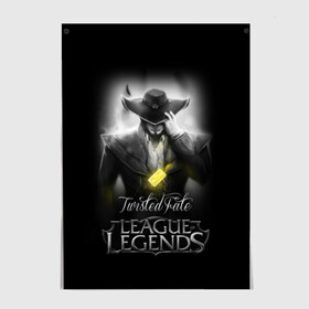 Постер с принтом League of Legends,Twisted Fate в Белгороде, 100% бумага
 | бумага, плотность 150 мг. Матовая, но за счет высокого коэффициента гладкости имеет небольшой блеск и дает на свету блики, но в отличии от глянцевой бумаги не покрыта лаком | league of legends | lol | twisted fate | игры | киберспорт | компьютерные игры | лига легенд | твистед фэйт