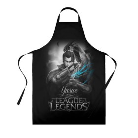 Фартук 3D с принтом League of Legends, Yasuo в Белгороде, 100% полиэстер | общий размер — 65 х 85 см, ширина нагрудника — 26 см, горловина — 53 см, длина завязок — 54 см, общий обхват в поясе — 173 см. Принт на завязках и на горловине наносится с двух сторон, на основной части фартука — только с внешней стороны | league of legends | lol | yasuo | игры | киберспорт | компьютерные игры | лига легенд | ясуо