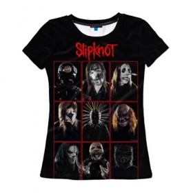 Женская футболка 3D с принтом Slipknot-Alltogether в Белгороде, 100% полиэфир ( синтетическое хлопкоподобное полотно) | прямой крой, круглый вырез горловины, длина до линии бедер | band | group | metal | rock | slipknot | группа | метал | рок | слипнот