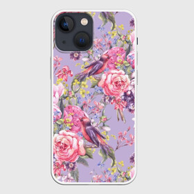 Чехол для iPhone 13 mini с принтом Лилии и розы в Белгороде,  |  | art | background | birds | bouquet | hyacinths | leaves | lilac | mimosa | painting | pattern | peonies | petals | roses | stems | watercolor | wildflowers | акварель | букет | гиацинты | живопись | искусство | лепестки | листья | мимоза | пионы | полевые