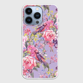 Чехол для iPhone 13 Pro с принтом Лилии и розы в Белгороде,  |  | art | background | birds | bouquet | hyacinths | leaves | lilac | mimosa | painting | pattern | peonies | petals | roses | stems | watercolor | wildflowers | акварель | букет | гиацинты | живопись | искусство | лепестки | листья | мимоза | пионы | полевые