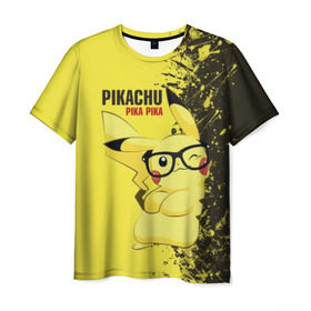 Мужская футболка 3D с принтом Pikachu Pika Pika в Белгороде, 100% полиэфир | прямой крой, круглый вырез горловины, длина до линии бедер | pika | pikachu | аниме | детская | детям | игры | молния | мышка | мышь | пика | пикачу | покемон | покемоны