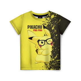 Детская футболка 3D с принтом Pikachu Pika Pika в Белгороде, 100% гипоаллергенный полиэфир | прямой крой, круглый вырез горловины, длина до линии бедер, чуть спущенное плечо, ткань немного тянется | pika | pikachu | аниме | детская | детям | игры | молния | мышка | мышь | пика | пикачу | покемон | покемоны