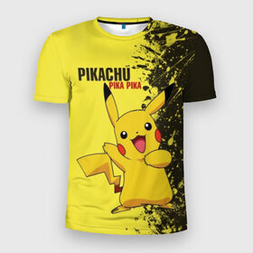 Мужская футболка 3D спортивная с принтом Pikachu Pika Pika в Белгороде, 100% полиэстер с улучшенными характеристиками | приталенный силуэт, круглая горловина, широкие плечи, сужается к линии бедра | pika | pikachu | аниме | детская | детям | игры | молния | мышка | мышь | пика | пикачу | покемон | покемоны