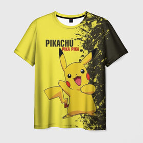 Мужская футболка 3D с принтом Pikachu Pika Pika в Белгороде, 100% полиэфир | прямой крой, круглый вырез горловины, длина до линии бедер | Тематика изображения на принте: pika | pikachu | аниме | детская | детям | игры | молния | мышка | мышь | пика | пикачу | покемон | покемоны