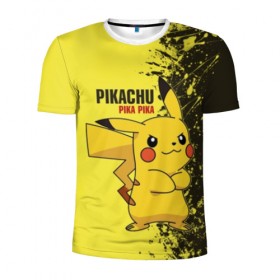 Мужская футболка 3D спортивная с принтом Pikachu Pika Pika в Белгороде, 100% полиэстер с улучшенными характеристиками | приталенный силуэт, круглая горловина, широкие плечи, сужается к линии бедра | pika | pikachu | аниме | детская | детям | игры | молния | мышка | мышь | пика | пикачу | покемон | покемоны