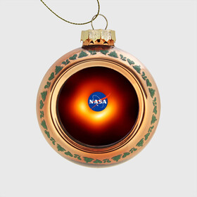 Стеклянный ёлочный шар с принтом Черная дыра NASA в Белгороде, Стекло | Диаметр: 80 мм | nasa | астрономия | горизонт событий | космос | наса | черная дыра