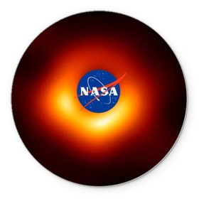 Коврик круглый с принтом Черная дыра NASA в Белгороде, резина и полиэстер | круглая форма, изображение наносится на всю лицевую часть | nasa | астрономия | горизонт событий | космос | наса | черная дыра