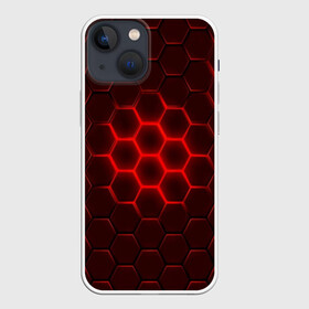 Чехол для iPhone 13 mini с принтом БРОНЯ ИЗ СТАЛИ в Белгороде,  |  | abstraction | geometry | hexagon | techno | абстракция | броня | геометрия | краски | неон | неоновый | сетка | соты | стальная броня | текстура | шестигранники