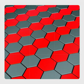 Магнитный плакат 3Х3 с принтом металлическая броня в Белгороде, Полимерный материал с магнитным слоем | 9 деталей размером 9*9 см | abstraction | geometry | hexagon | techno | абстракция | броня | геометрия | краски | неон | неоновый | сетка | соты | стальная броня | текстура | шестигранники
