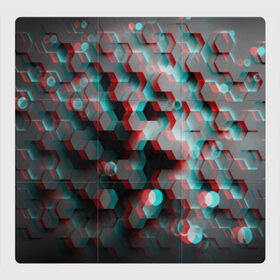 Магнитный плакат 3Х3 с принтом СОТЫ ГЛИТЧ в Белгороде, Полимерный материал с магнитным слоем | 9 деталей размером 9*9 см | abstraction | geometry | hexagon | techno | абстракция | броня | геометрия | краски | неон | неоновый | сетка | соты | стальная броня | текстура | шестигранники