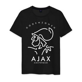 Мужская футболка хлопок с принтом Аякс в Белгороде, 100% хлопок | прямой крой, круглый вырез горловины, длина до линии бедер, слегка спущенное плечо. | 