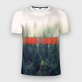 Мужская футболка 3D спортивная с принтом Северный лес в Белгороде, 100% полиэстер с улучшенными характеристиками | приталенный силуэт, круглая горловина, широкие плечи, сужается к линии бедра | forest | nord | north | pagan | vikikngs | викинги | лес | лесник | норд | один | север | язычество