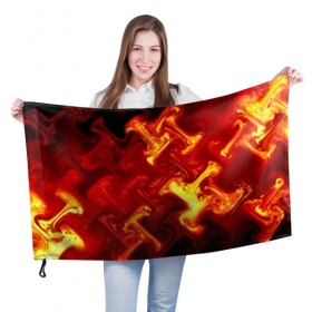 Флаг 3D с принтом Огненная лава в Белгороде, 100% полиэстер | плотность ткани — 95 г/м2, размер — 67 х 109 см. Принт наносится с одной стороны | Тематика изображения на принте: fire | flame | in fire | smoke | в огне | дым | огненный | огонь | текстуры