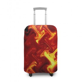 Чехол для чемодана 3D с принтом Огненная лава в Белгороде, 86% полиэфир, 14% спандекс | двустороннее нанесение принта, прорези для ручек и колес | fire | flame | in fire | smoke | в огне | дым | огненный | огонь | текстуры