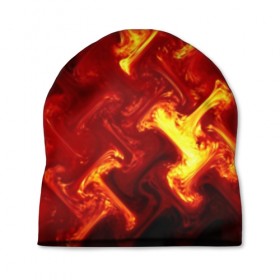 Шапка 3D с принтом Огненная лава в Белгороде, 100% полиэстер | универсальный размер, печать по всей поверхности изделия | fire | flame | in fire | smoke | в огне | дым | огненный | огонь | текстуры