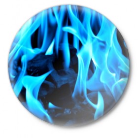 Значок с принтом Синий огонь в Белгороде,  металл | круглая форма, металлическая застежка в виде булавки | fire | flame | in fire | smoke | в огне | дым | огненный | огонь | текстуры