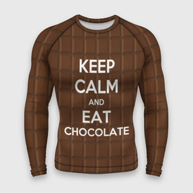 Мужской рашгард 3D с принтом Keep calm and eat chocolate в Белгороде,  |  | and | call | chocolate | eat | font | inscription | keep calm | keyboard | keys | motto | slogan | text | девиз | ешь | и | клавиатура | клавиши | лозунг | надпись | призыв | сохраняйте | спокойствие | текст | шоколад | шрифт