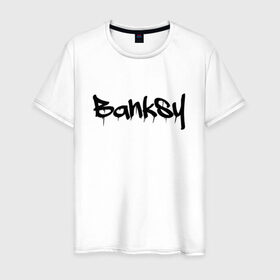 Мужская футболка хлопок с принтом BANKSY в Белгороде, 100% хлопок | прямой крой, круглый вырез горловины, длина до линии бедер, слегка спущенное плечо. | artist | banksy | graffiti | street wear | бэнкси | граффити | искусство | надписи | уличный художник