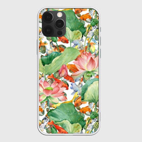 Чехол для iPhone 12 Pro Max с принтом Карпы кои в Белгороде, Силикон |  | art | carps | fish | flower | gold | japanese | koi | leaves | lotus | painting | pattern | petals | pond | stems | water | вода | живопись | золотая | искусство | карпы | кои | лепестки | листья | лотос | пруд | рыбка | узор | цветок | японская