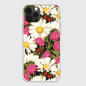 Чехол для iPhone 12 Pro Max с принтом Луговые цветы в Белгороде, Силикон |  | art | chamomile | field | flowers | leaves | meadow | painting | pattern | petals | stems | живопись | искусство | лепестки | листья | луговые | полевые | ромашки | узор | цветы