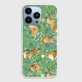 Чехол для iPhone 13 Pro с принтом Милые зайчата в Белгороде,  |  | animals | art | cute | flowers | hares | hearts | meadow | painting | summer | watercolor | wild | акварель | дикие | живопись | животные | зайцы | искусство | лето | луг | любовь | милые | сердца | цветы