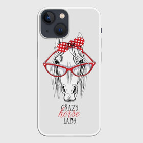 Чехол для iPhone 13 mini с принтом Crazy horse lady в Белгороде,  |  | animal | blonde | bow | crazy | cute | head | horse | lady | look | polka | portrait | red | white | бант | белая | белый | блондинка | взгляд | голова | горошек | животное | красный | леди | лошадь | милый | очки | портрет | сумасшедшая