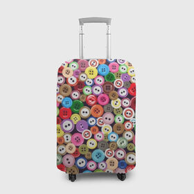 Чехол для чемодана 3D с принтом Пуговицы в Белгороде, 86% полиэфир, 14% спандекс | двустороннее нанесение принта, прорези для ручек и колес | beautiful | buttons | different | holes | many | multi colored | round | scattering | дырки | красивые | круглые | много | пуговицы | разноцветные | разные | россыпь