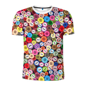 Мужская футболка 3D спортивная с принтом Пуговицы в Белгороде, 100% полиэстер с улучшенными характеристиками | приталенный силуэт, круглая горловина, широкие плечи, сужается к линии бедра | beautiful | buttons | different | holes | many | multi colored | round | scattering | дырки | красивые | круглые | много | пуговицы | разноцветные | разные | россыпь