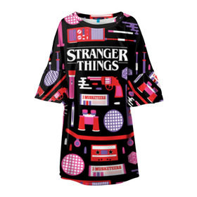 Детское платье 3D с принтом STRANGER THINGS STARTER PACK в Белгороде, 100% полиэстер | прямой силуэт, чуть расширенный к низу. Круглая горловина, на рукавах — воланы | 11 | eleven | logo | netflix | pack | starter | stranger | things | дела | крайне | лого | логотип | одинадцать | одиннадцать | очень | пак | события | стартер | странные | стренджер