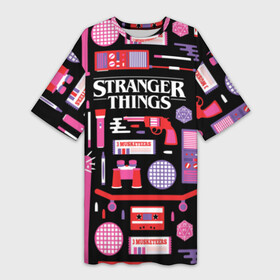 Платье-футболка 3D с принтом STRANGER THINGS STARTER PACK в Белгороде,  |  | 11 | eleven | logo | netflix | pack | starter | stranger | things | дела | крайне | лого | логотип | одинадцать | одиннадцать | очень | пак | события | стартер | странные | стренджер